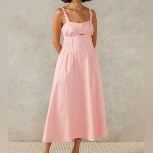 Chic Pink Midi Dress with Cutout Detail